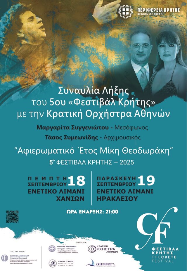 Με την Κρατική Ορχήστρα Αθηνών και μουσική του Μίκη Θεοδωράκη «πέφτει» σε Χανιά - Ηράκλειο η αυλαία του Φεστιβάλ Κρήτης!